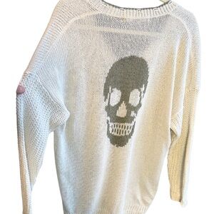 “Skull Cashmere” Cream Sweater. Sz. L. Gently Used. $88